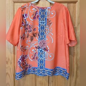 Chicho's Short Sleeve Blouse With Keyhole Back, Size 16